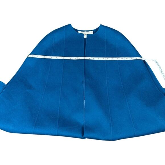Valentino Wool Blend Cape Peacock Blue Scalloped Hem Size 42 NWT - Picture 7 of 8
